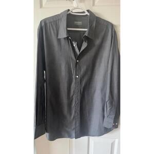 Indochino Gray Button-Up Shirt Size L 100%cotton